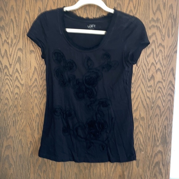 Ann Taylor LOFT Black Textured Top S - Picture 1 of 5